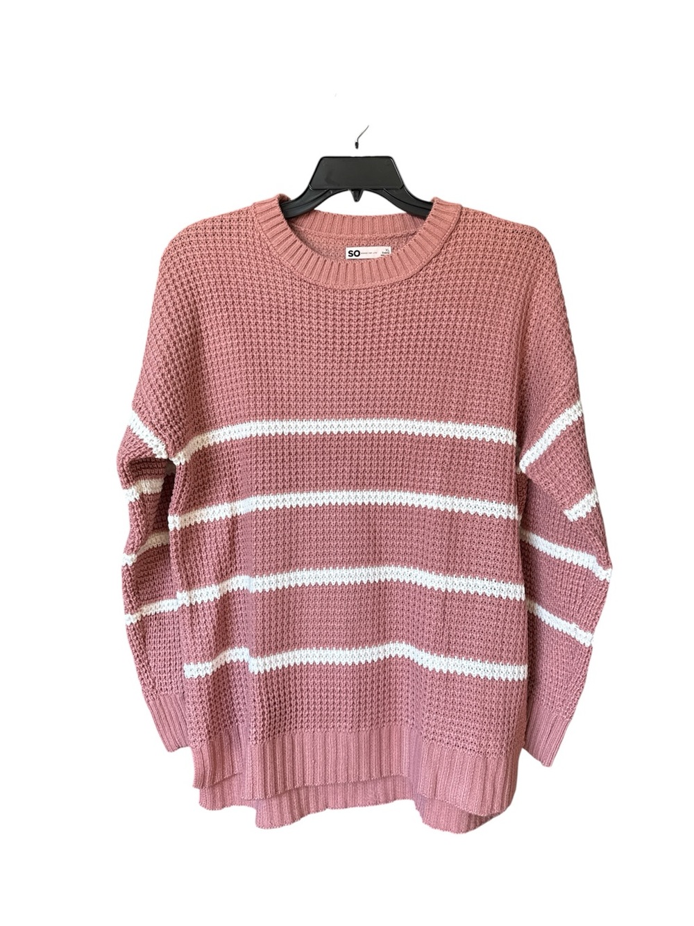 SO Goods for Life Dusty Rose Striped Waffle Knit Sweater Women’s XL